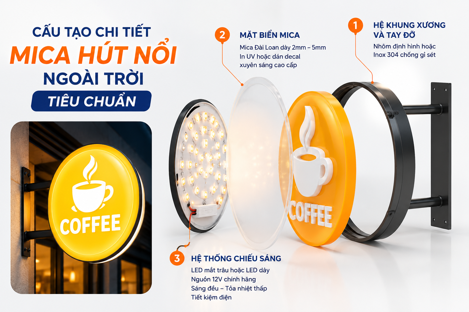 Cấu tạo mica hút nổi ngoài trời