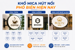 Kích thước mica phổ biến hiện nay