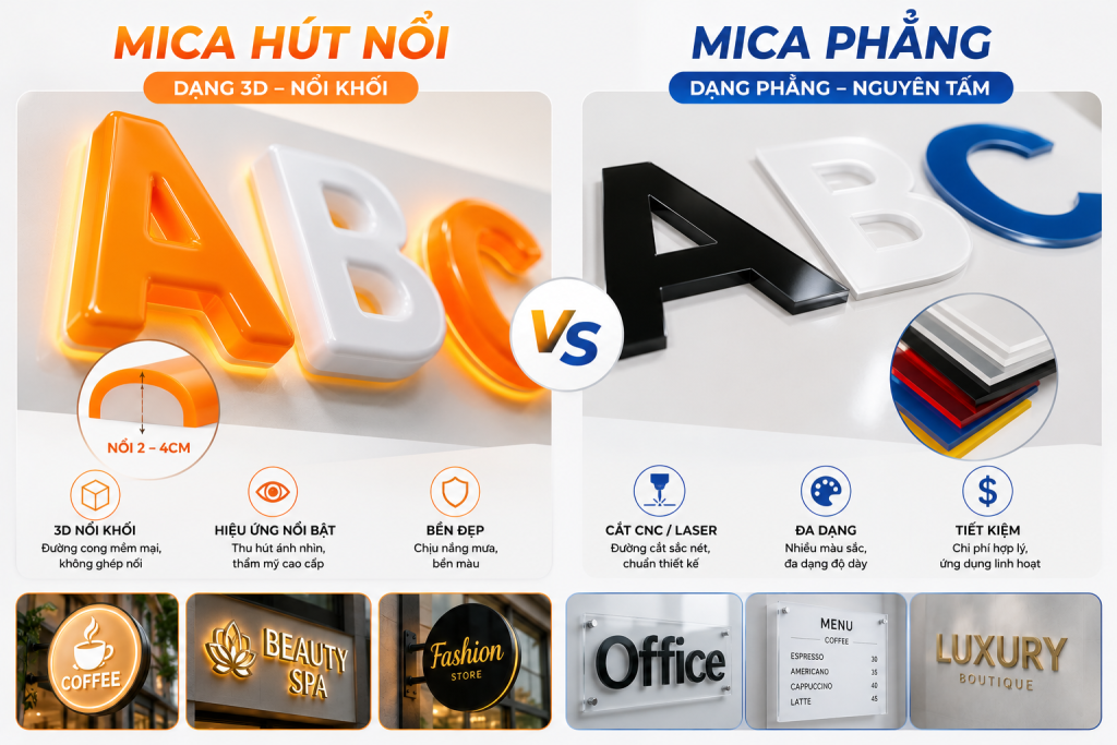 Mica hút nổi và mica phẳng là gì?